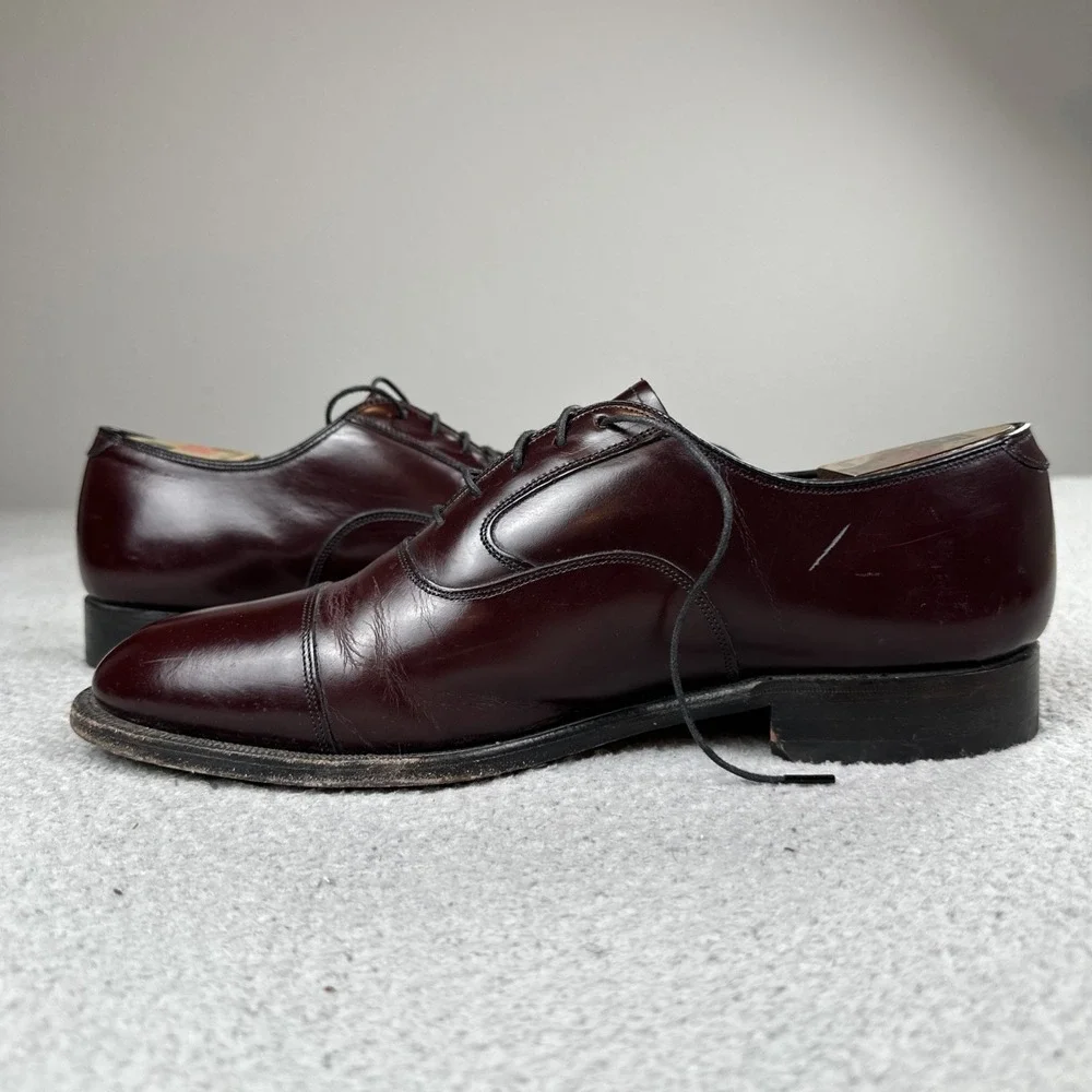 Johnston & Murphy Limited Oxford Cap Toe Shoes Men 9.5 Burgundy USA